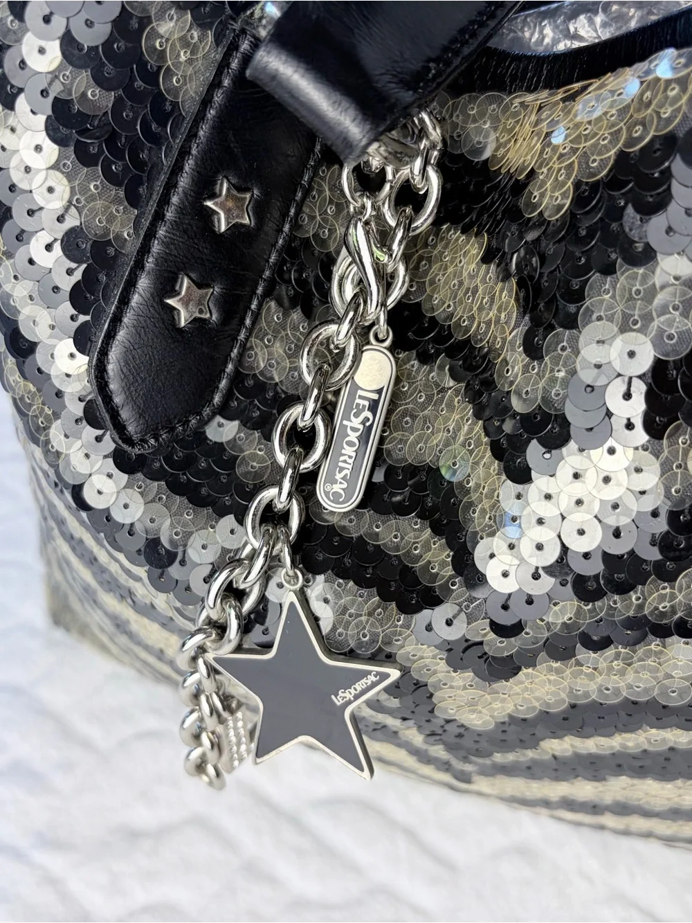 Vintage 2001 LeSportsac Remix NWT Limited edition Remix Zebra Sequin Hobo bag